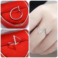 Authentic 925 Silver Ring with White Gold Plating - Ring Jewelry 925 Zigzag ModelWanita