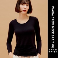 JAPAN PATENTED 24HRS Bra Padded Warm Crew Neck Long Sleeve Top ｜ Anti-Sagging Fit Sleep BAMBI WATER