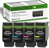 High Yield CS531 CX532 Toner Cartridges 75M10K0 75M10C0 75M10M0 75M10Y0 Compatible with Lexmark CS53