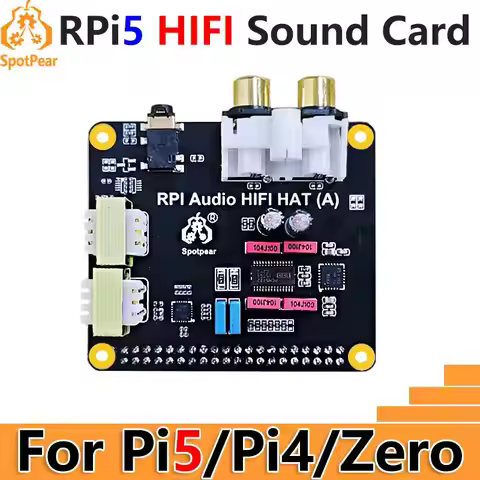 Raspberry Pi5 Audio HIFI HAT PCM5122 I2S Audio Card DAC Also For PI 5 / PI4 /PI3 /Zero Series