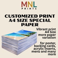 A4 Customized Printing (115–300 GSM) | Glossy, Matte, Glitter & Kraft Paper A4 Paper