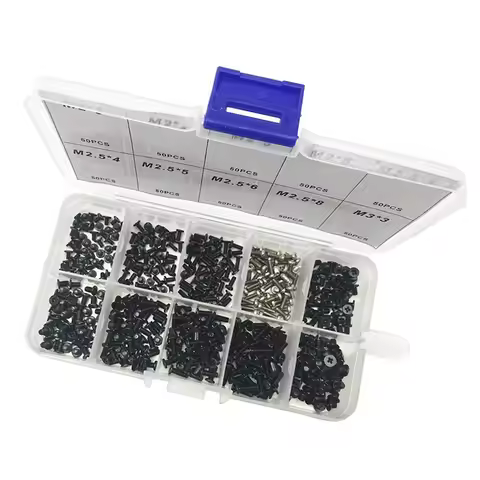 500Pcs Laptop Screws Set M2x3 M2x4 M2x5 M2x6 M25x3 M25x4 M25x5 M25x6 M25x8 M3x3 Carbon Steel Repair 