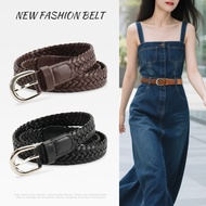 New Retro Woven Ladies Belt with Jeans Dress Women's Thin Non-porous PU Belt 26.2.1 54LV