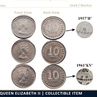 1Set3pcs 10Cents Coins Normal 1957H 1961 1961KN Malaya and British Borneo Queen Elizabeth II