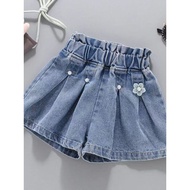 Summer New Style Short Shorts for 5-13 Years Old Girls Two-Piece Denim Skirt Children's Clothing Fak