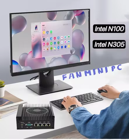 Fanless Mini PC 12th Gen Intel i3 N305 N100 Soft Router 4x i226-V 2.5G DDR5 2*COM 2*HDMI Industrial 