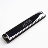 Swan Harmonica Tremolo C คีย์24หลุม Tremolo Harmonica ปากคุณภาพสูง Woodwind เครื่องดนตรี