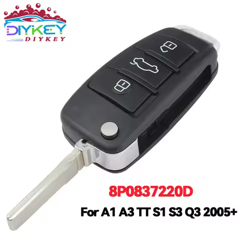 DIYKEY 8P0837220D 433MHz ASK ID48 MEGAMOS Chip For Audi A1 A3 TT S1 S3 Q3 2005-2014 Flip Key Fob 8P0