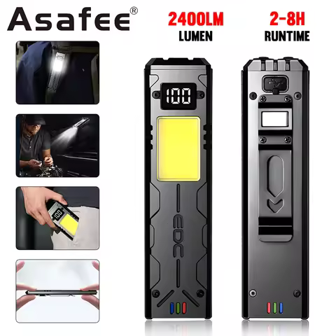 Asafee DC-01 Multi-function EDC Flashlight Extra Thin Small Flashlight Power Display LED Torch with 