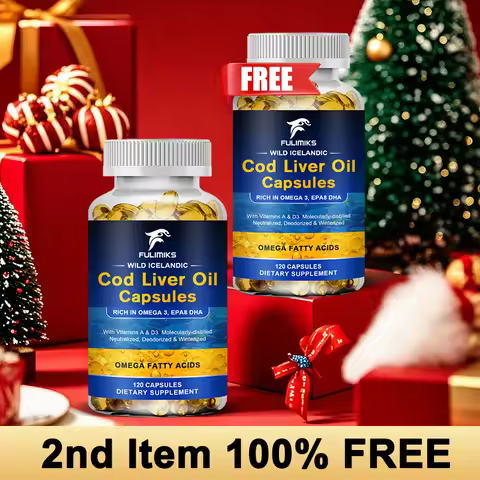 Premium Cod Liver Oil Supplement, with Vitamins A, Omega-3, for Brain Function, Strong Bones & Healt