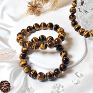 [Diyi Jingzhi] High-Quality Yellow Tiger Eye 5A6A7A Lightning Pattern Flame Bracelet Crystal Round B