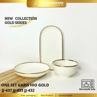 SET Plate Bowl Line Hio List Gold Ceramic Premium Unique Luxury Hotelware Europeanstyle Multipurpose