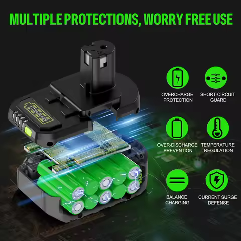 18V Li-ion 3Ah/5Ah/7Ah Battery For RYOBI One+ (P108/P107/P104) Compatible For RB18L50/RB18L20 EU/UK/