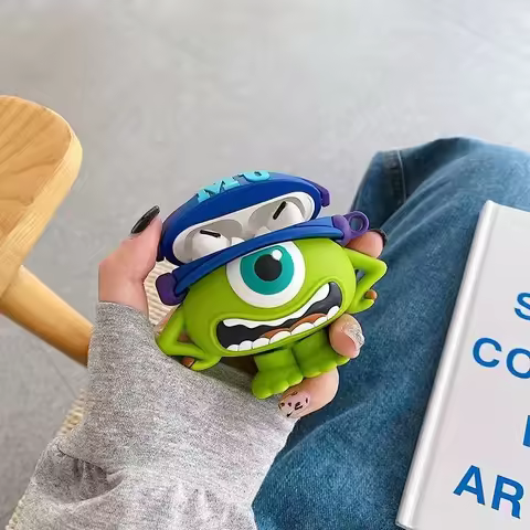 For AirPods Pro2 4 3 2 1 Pro Earphone Case 3D Monsters University Mike Silicone Protective With Pend