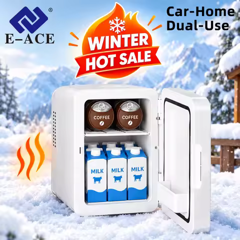 E-ACE 4L Car Refrigerator Mini Fridge Warmer Car & Home Use Portable Cooler & Heater Box for Travel 