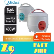 Midea Rice Cooker Mini Jar 0.6L Non-Stick Inner Pot MR-CM06SC/SB RANDOM COLOR [3 Years Heating Plate