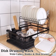 [kline]Counter-top Dish Drainer Drying Rack Multifunctional Large Capacity Dish Organizer with Tray Kitchen Dish Rack with Cutlery Holder Dish Drainer XIPZ ASWR 7HAS