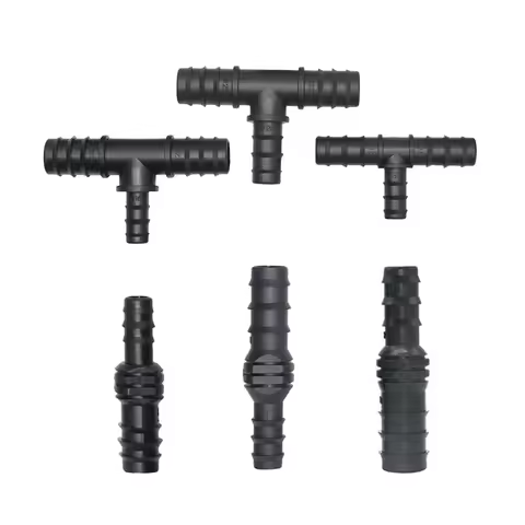 5pcs 25mm to 20mm to16mm to 8mm PE Pipe Reducing Barb Connector Straight Tee Hose Splitter Fitting G