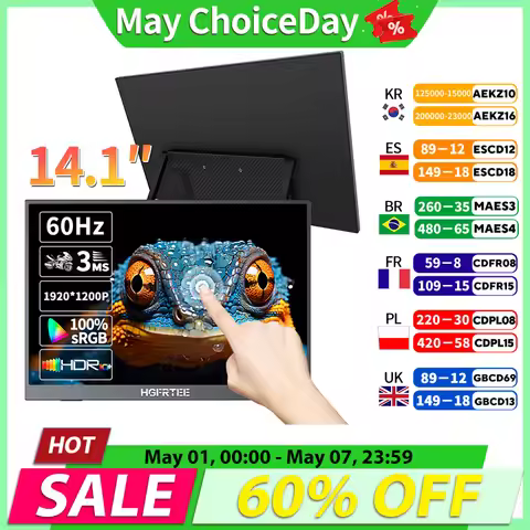 14.1 inch Portable Monitor 10-Point Touchscreen 100%sRGB 1200P IPS Second External Screen for Laptop