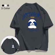 S-5XL Korean Style Street Fashion Cotton Round Neck Short Sleeve T-shirt for Men Loose Basic Panda P
