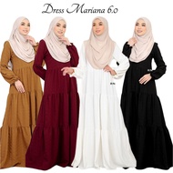 DRESS MARIANA 6.0 - Jubah Muslimah Pakaian Umrah Kerja Kenduri Ironless Baju Pregnant Hitam Putih Navy Emerald White