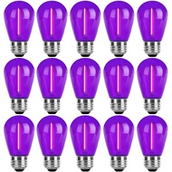 15 Pack S14 LED Bulbs Purple Halloween Replacement Bulb for Outdoor String Lights 1W Vintage LED Edi