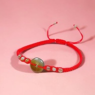 【願‧平安】冰種黃加綠翡翠平安扣編織手鍊 | 天然翡翠A貨 |送禮