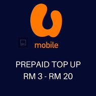 U Mobile Prepaid Top Up RM3 - RM20 Instant Seluruh Malaysia