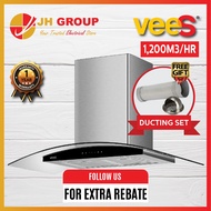 Vees Stainless Steel And Tempered Glass Chimney Hood Dh-05A Cooker Hood 1200M3/Hr