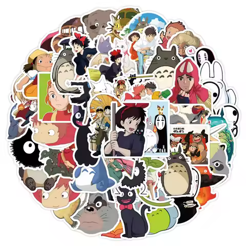 50Pcs Cartoon Bright Ghibli Hayao Miyazaki Stickers Totoro Decals For Phone Laptop Suitcase Notebook