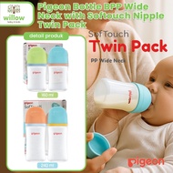 Baby Milk Bottle - Pigeon Bottle BPP Wide Neck W/ Softouch Nipple Twin Pack Pigeon Bottle Pigeon Bot
