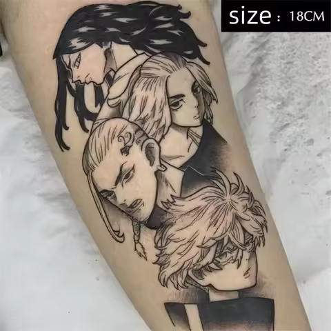 Big Size Tokyo Revengers Temporary Anime Tattoos Cartoon Transfer Tattoo Body Art Waterproof Fake Ta