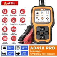 ANCEL AD410 Pro 6V 12V Car Battery Tester & OBD2 Scanner Universal, Automotive Car Cranking Charging