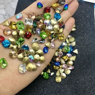 Set of 100 gold foot stones size 6*6mm to 8*8mm - Artificial block stones attached Pieceg in various