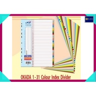 OKADA PAPER INDEX DIVIDER -(1 TO 31)/PAPER INDEX/INDEX DIVIDER / PEMBAHAGI INDEKS