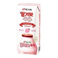 韩国进口Binggrae宾格瑞香蕉草莓牛奶果味含乳饮料 网红饮品200ml