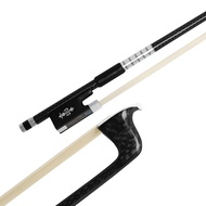 {UU61} Astonvilla Carbon Fiber 44 Violin Bow & Case Pure Horsetail Hair Carvings Shells Ebony Violin