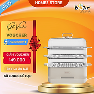 Nồi Hấp Điện Bear SB-NH12L Hấp Đa Năng 3 Tầng Chống Trào, Chống Cháy Dung Tích 12 Lít Công Suất 800 
