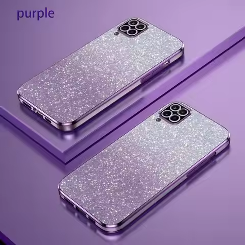 A 12 22 Luxury Gradient Glitter Plating Case For Samsung Galaxy A12 A22 4G A22S 5G Women Silicone Ba