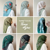[TEMA HIJAU] TUDAY TUDUNG BAWAL PRINTED BIDANG 48 RAYA 2026 SAGE GREEN OLIVE EMERALD FLORAL HIJAB