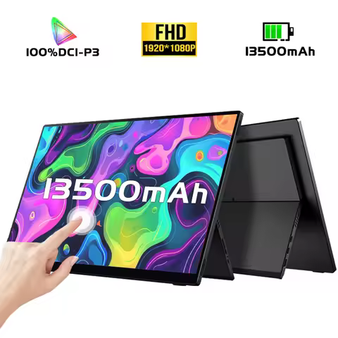 15.6" FHD Touchscreen Portable Monitor 13500mAh Battery 1920*1080P IPS 100%DCI-P3 Display For PC Lap