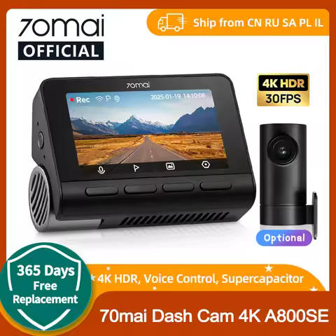 70mai Dash Cam 4K A800SE UHD Support Dual-Channel 24H Parking HDR Supercapacitor Wifi 6 Voice Contro