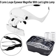 1.0X 1.5X 2.0X 2.5X 3.5X Pembesar Lensa Boleh Laras 5 Lensa Dengan Lampu LED, Kaca Pembesar Kepala D
