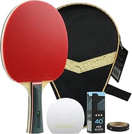 COOKX Table Tennis Racket Ping Pong Paddle Set Training Racquet Kit with Portable Cover Case Bag for Family Game 1 Pack/Short Handle (Color : 1 Pack, Size : Long handle)