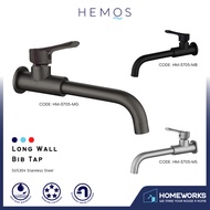 HEMOS BATHROOM FAUCET SUS304 STAINLESS STEEL WALL LONG BIBTAP EXTRA 360° ROTATABLE BIB TAP HM-3705