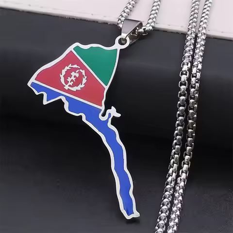 Fashion Eritrea Map Flag Pendant Necklaces for Women Men Stainless Steel Gold Color African of Eritr