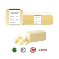 MOZZARELLA CHEESE BLOCK 1KG/2KG/2.4KG / Processed Cheese / Halal / Blok Keju Mozarela Olahan / Bakin