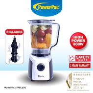 PowerPac Professional High Power Blender, Bubble Tea Blender with 6 Stainless Steel Blades (PPBL600)