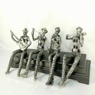 Decorative Silver Musicians Figurine Display - Home Decor, Collection, Gift Ideas