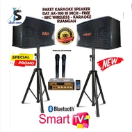 PAKET KARAOKE SPEAKER DAT AK-100 10 INCH FREE MIC WIRELESS